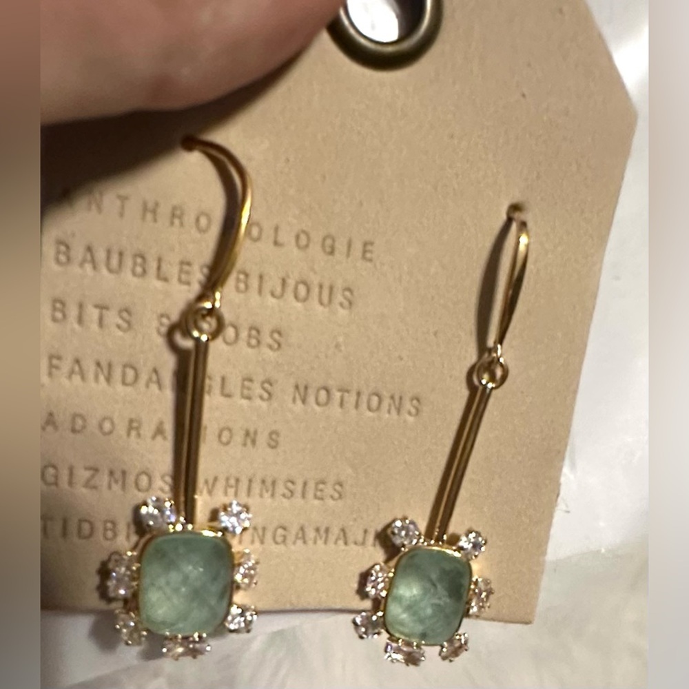 Anthropologie Botanical Gold Drop Earrings NWT - Picture 9 of 11